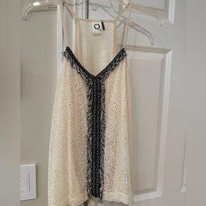 Chic Cream and Black Lace Tank Top